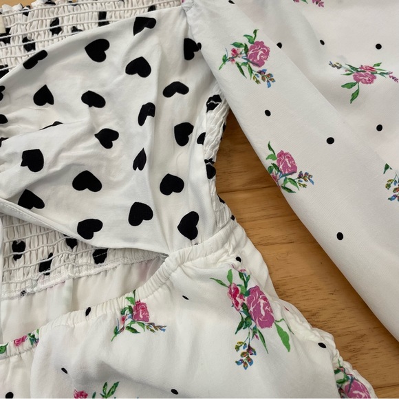 For Love and Lemons Dolly Romper Playsuit Floral Heart Print Size Medium - Picture 5 of 13